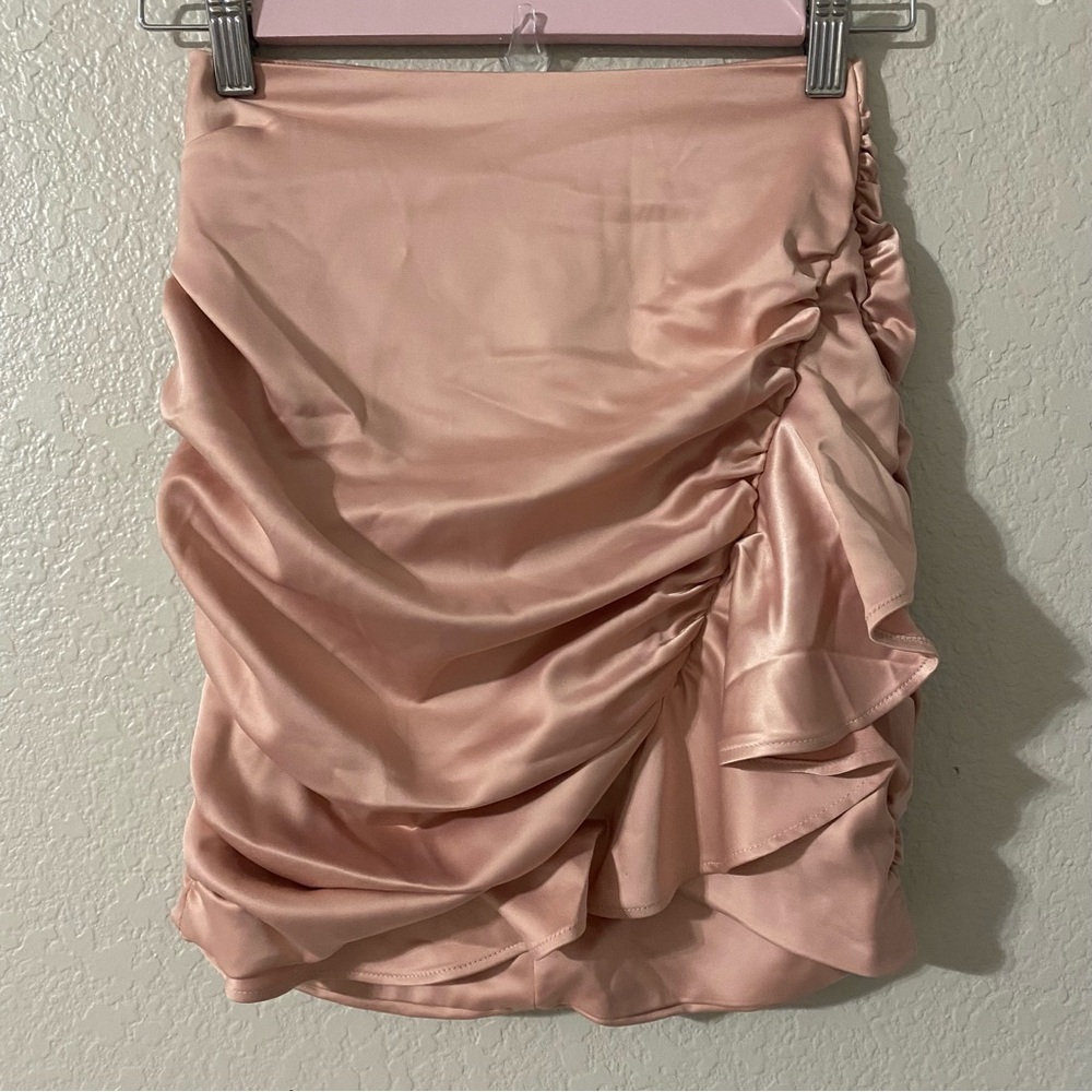 OH POLLY mini pink ruched skirt